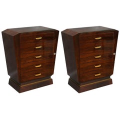 Art Deco Side Tables or Chests of Drawers in Walnut