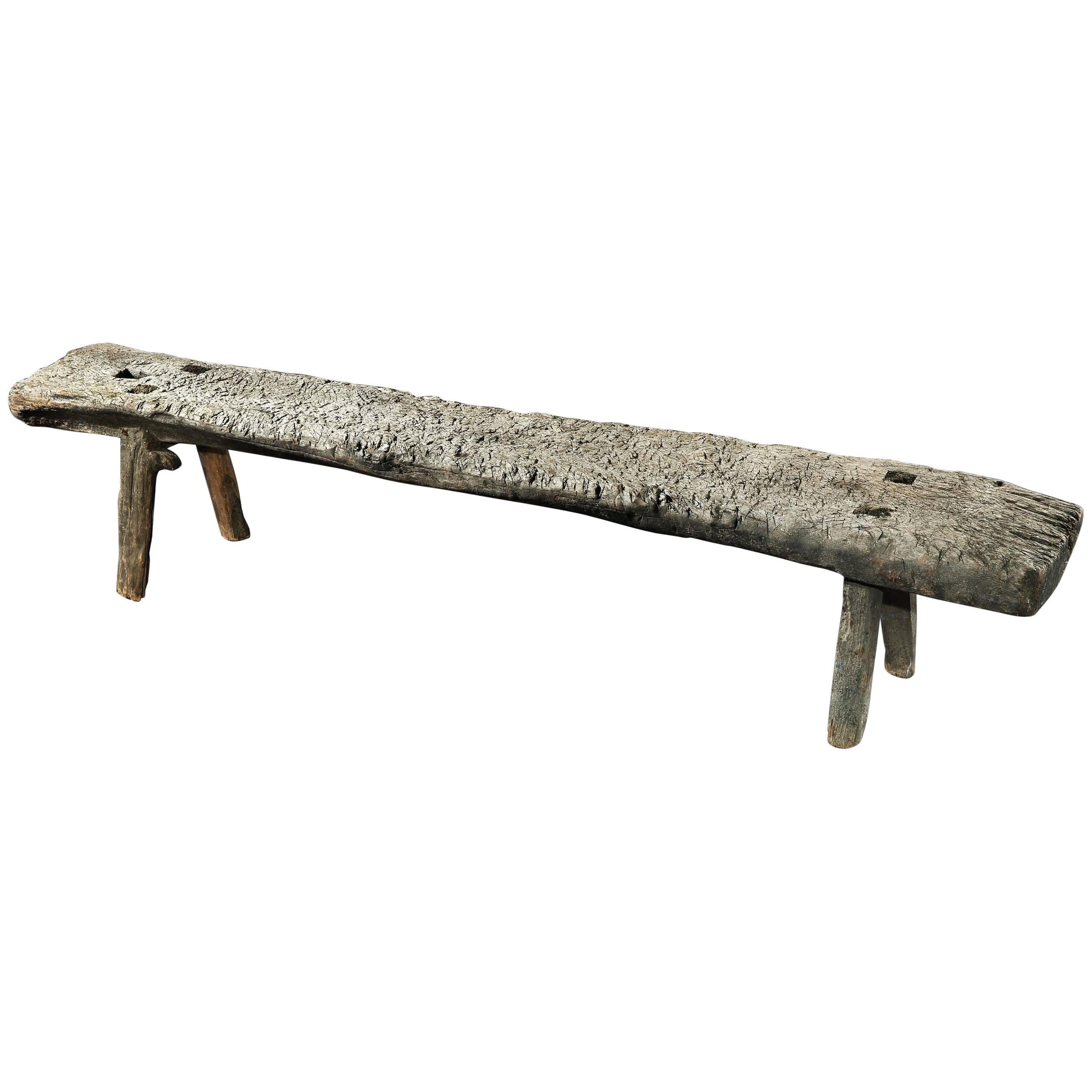 Primitive Georgian Four-Legged "Pig" Bench