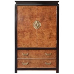 Century Furniture Burl Wood and Black Lacquer Chin Hua Chinoiserie Chest