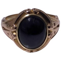 Antique 19th Century Rose Gold Carbuncle Garnet Ring, C. 1880