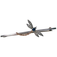 Antique Platinum Gold Gem Dragonfly, English, circa 1910