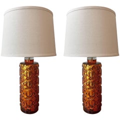 Pair of Swedish Gustav Leek Orrefors Mercury Glass, 1960s Table Lamps