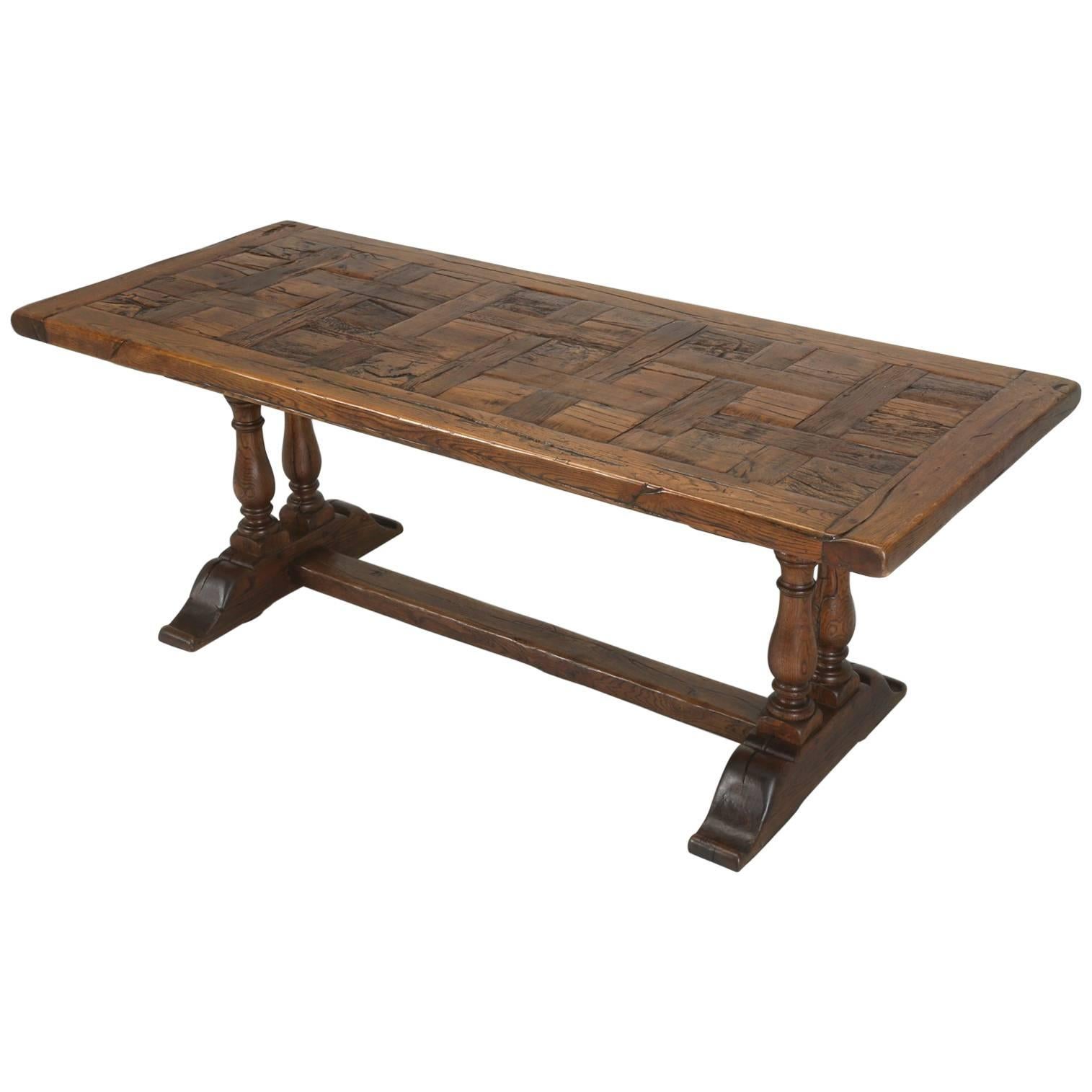 Antique French Trestle Style Dining Table Made from French White Oak, circa 1900