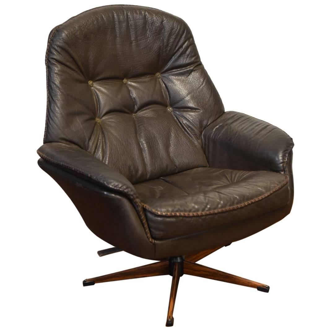 Mid-Century Leather Lounge Chair by H.W. Klein