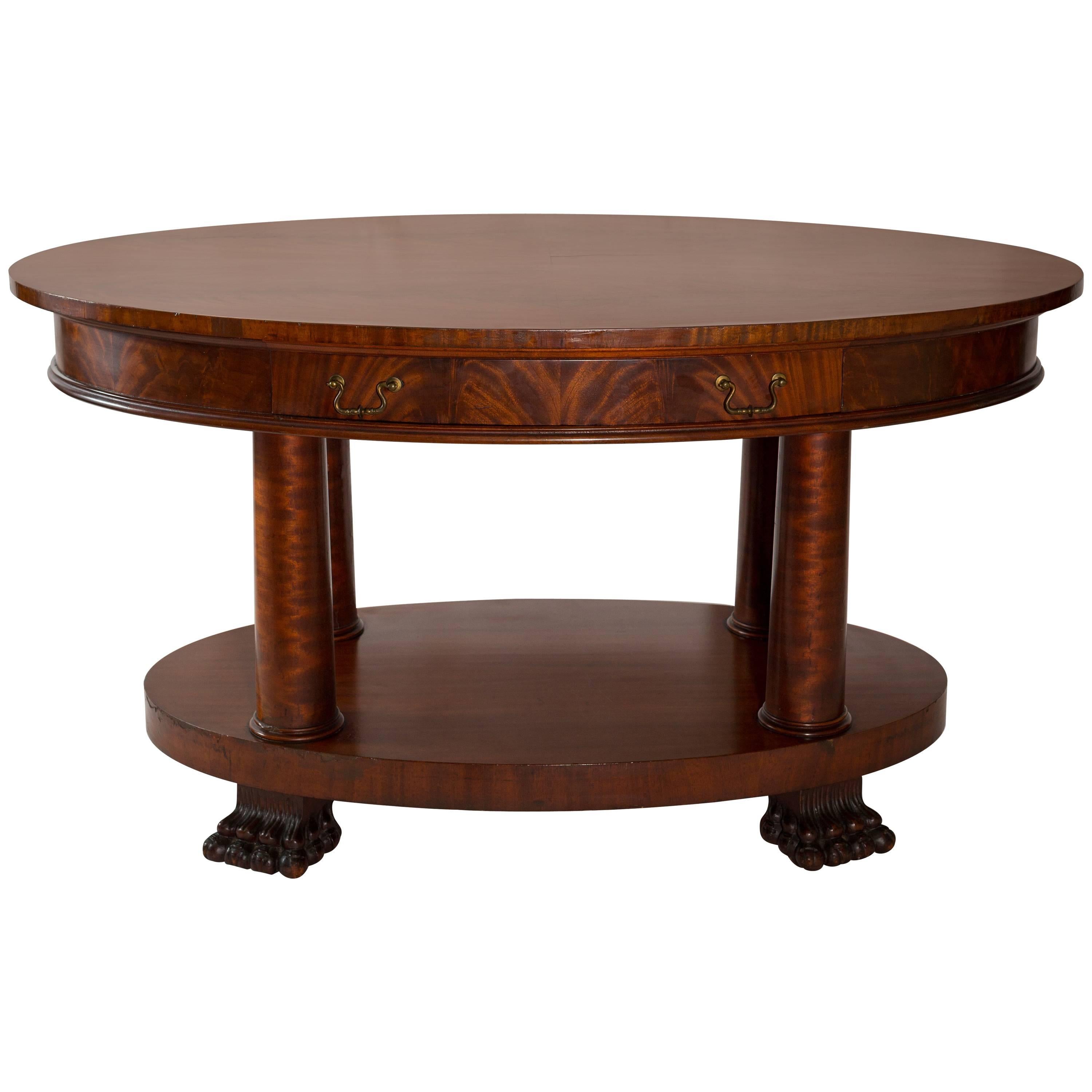 Oval American Empire Table with Claw Feet For Sale