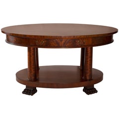 Antique Oval American Empire Table with Claw Feet