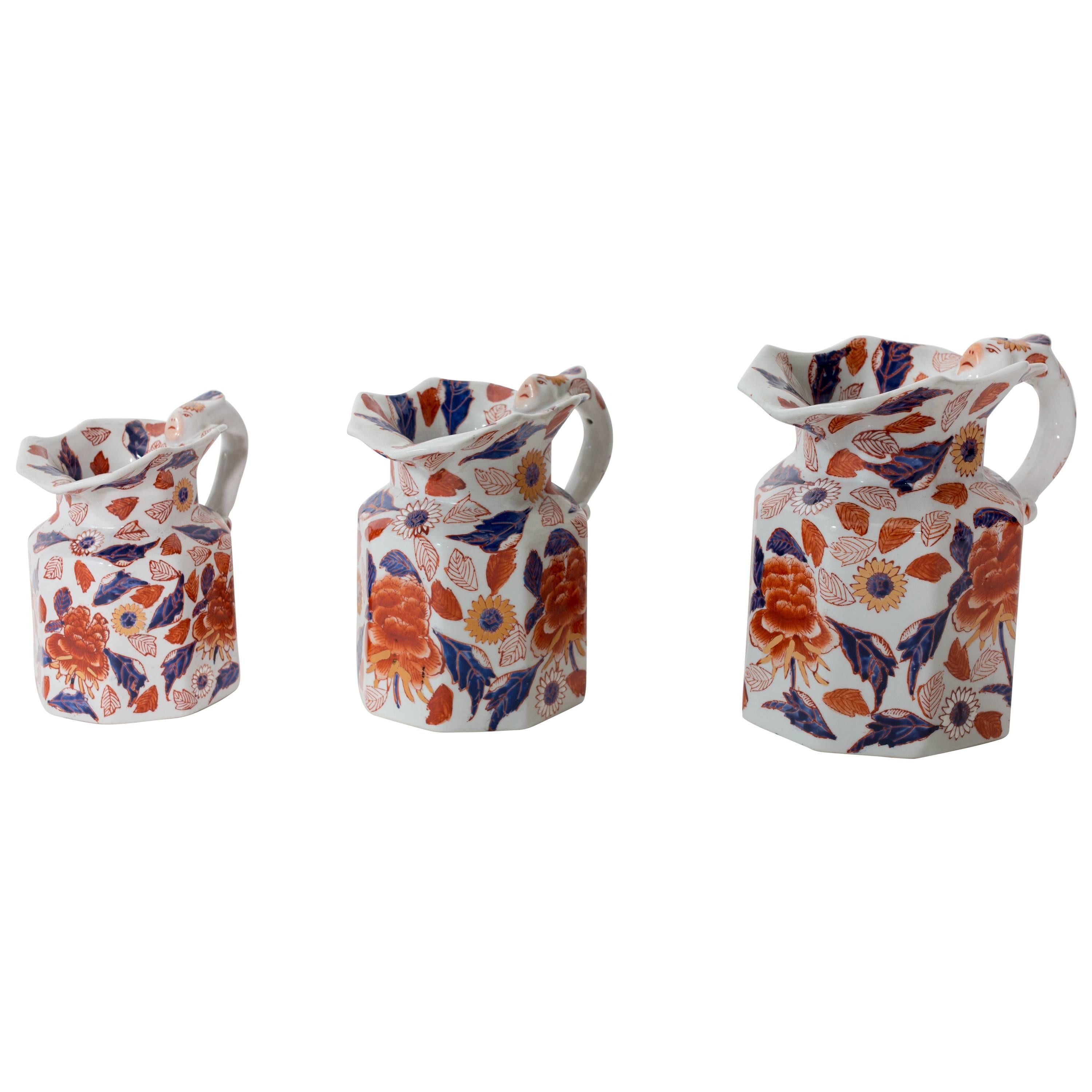 Blue, Purple and Orange Porcelain Pitchers from China For Sale