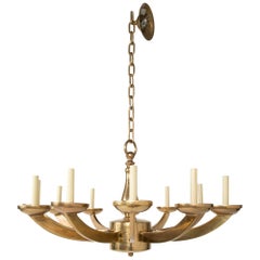 Italian Mid-Century Modern Brass Twelve-Light Chandelier 5
