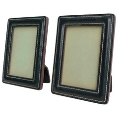 Hand-Stitched Green Leather Picture Frames in Style of Jacques Adnet 10