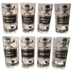 Whimsical Set Eight Georges Briard Name Your Poison Glasses