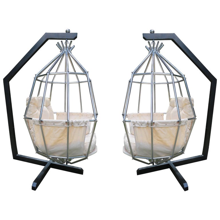 Fantastic Ib Arberg Hanging Parrot MidCentury Modern Birdcage Chair