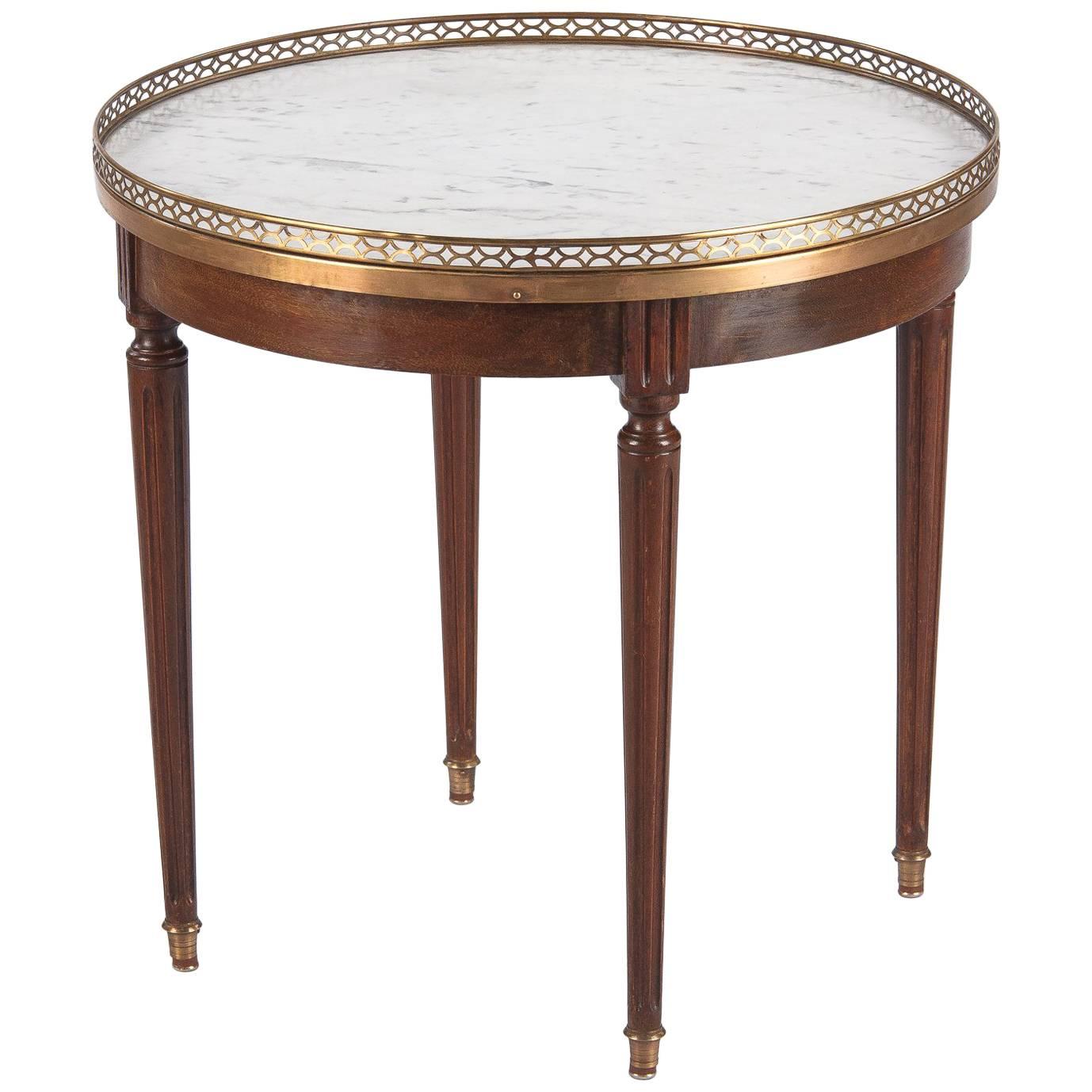 Louis XVI Style Beechwood and Marble-Top "Bouillotte" Table, 1940s