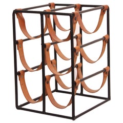 Arthur Umanoff Iron and Leather Wine Rack