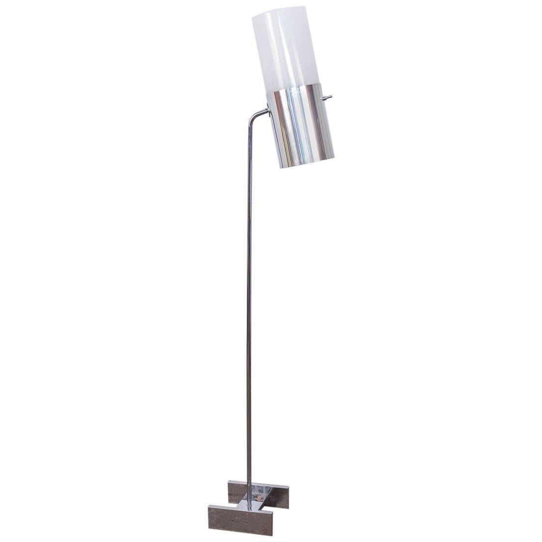 Sonneman Chrome Floor Lamp with Cylindrical Shade