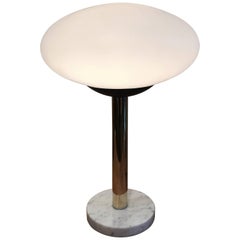 American Modern Saucer Table Lamp with Marble Base, 1960s
