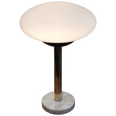 American Modern Saucer Table Lamp with Marble Base, 1960s 8
