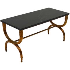 Antique French Gilt Metal Marble-Top Coffee Table
