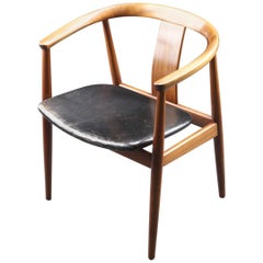 Armchair by Tove & Edvard Kindt-Larsen in Mahogany and Black Leather