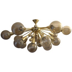 Half Sputnik Golden Color Murano Glass Globes Chandelier