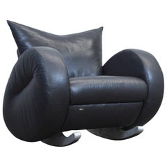 Bretz Designer Armchair Black Leather One Seat Couch Rocking Chair Modern