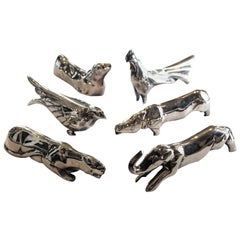 Vintage Set of Six French Art Deco Animalier Knife Rests by Benjamin Rabier