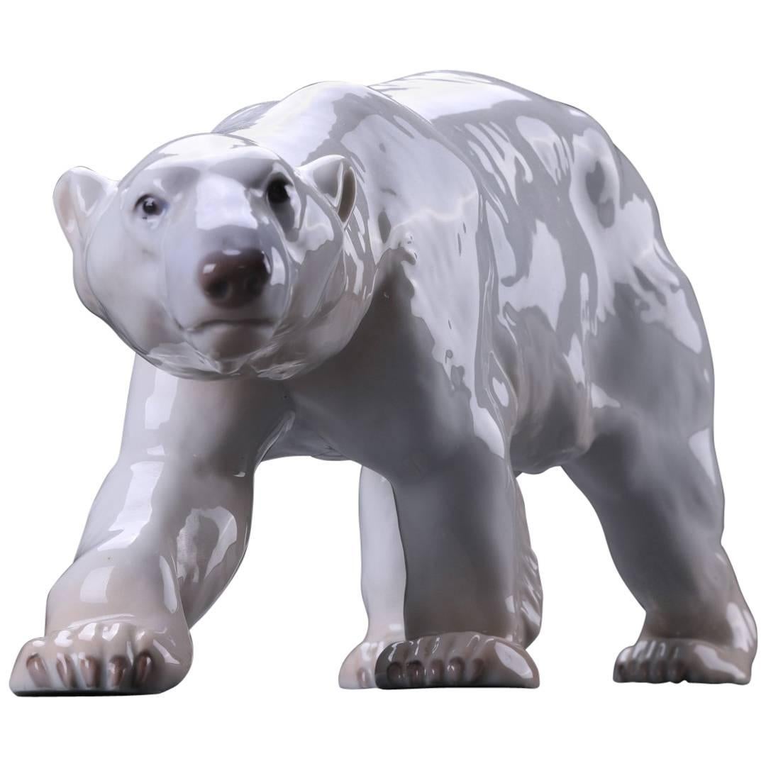 Stamped Polar Bear by Knud Kyhn in Glazed Stoneware Made by Bing & Grøndahl For Sale