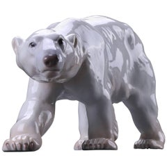 Stamped Polar Bear by Knud Kyhn in Glazed Stoneware Made by Bing & Grøndahl