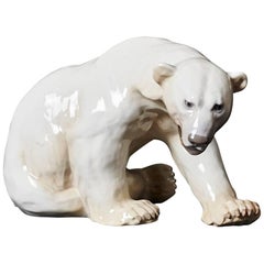 Stamped Polar Bear by Knud Kyhn in Glazed Stoneware Made by Bing & Grøndahl