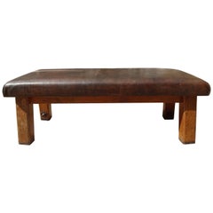 Early 20th Century Gymnastic Leather Bench 1