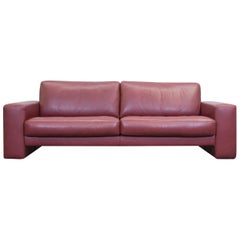 Koinor Designer Leather Sofa Red Three-Seat Couch Modern