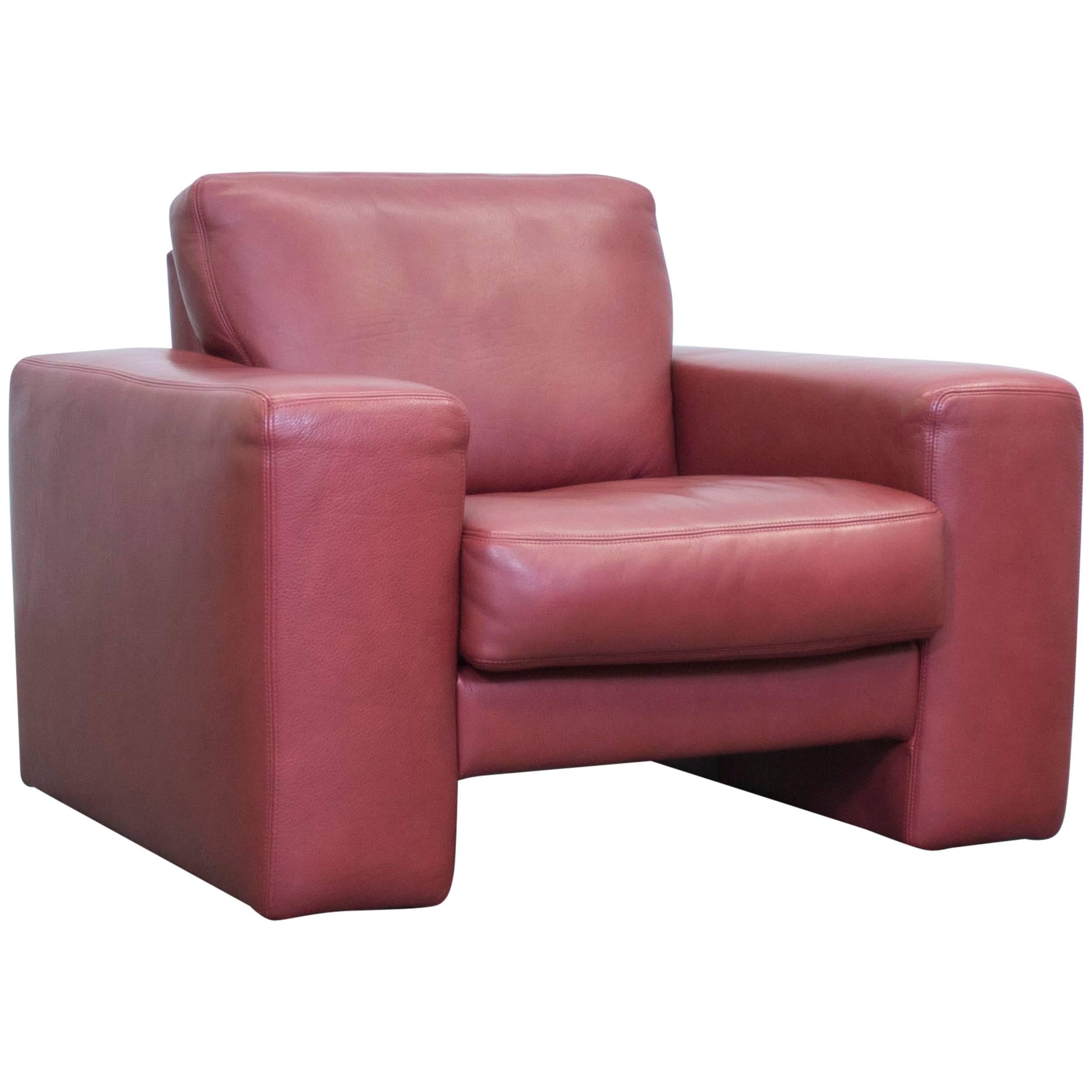 Koinor Designer Leather Armchair Red One seat Couch Modern
