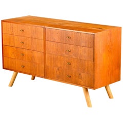 Danish Teak Dresser with Brass Handles and Oak Legs, 1960s, Scandinavia 4