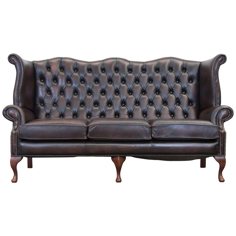 Centurion Chesterfield Leather Sofa Brown Queen Anne Vintage Retro Three Seat For Sale at 1stdibs Centurion Chesterfield Leather Sofa Brown Queen Anne Vintage Retro Three Seat For Sale at 1stdibs