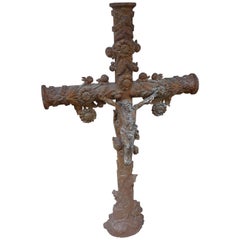 Antique French 19th Century Cast Iron Crucifix