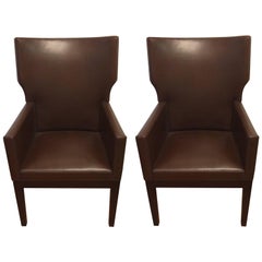 Pair of Christian Liaigre for Holly Hunt Leather Arm Chairs