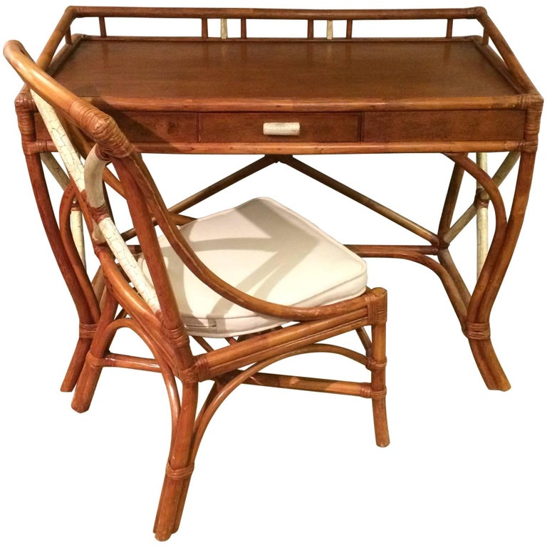 Great Looking Bamboo Desk and Matching Chair at 1stDibs