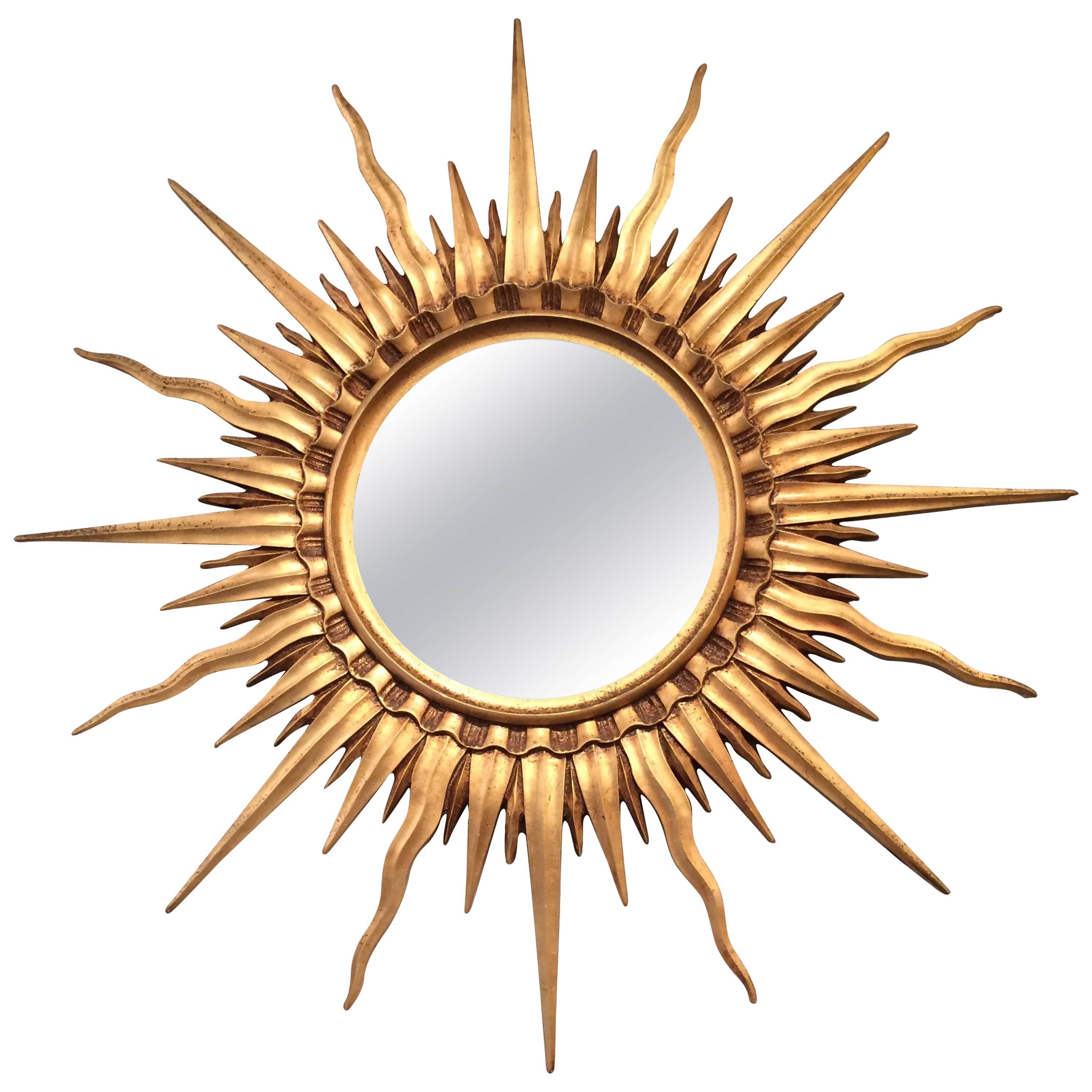 Glamorous Giltwood Sunburst Mirror