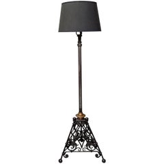 CFA Voysey Rare Arts & Crafts Iron Steel and Copper Extendable Standard Lamp 3