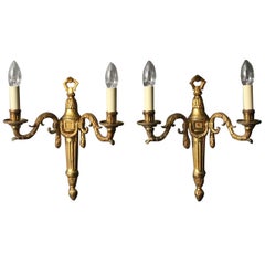 French Pair of Bronze Antique Wall Lights