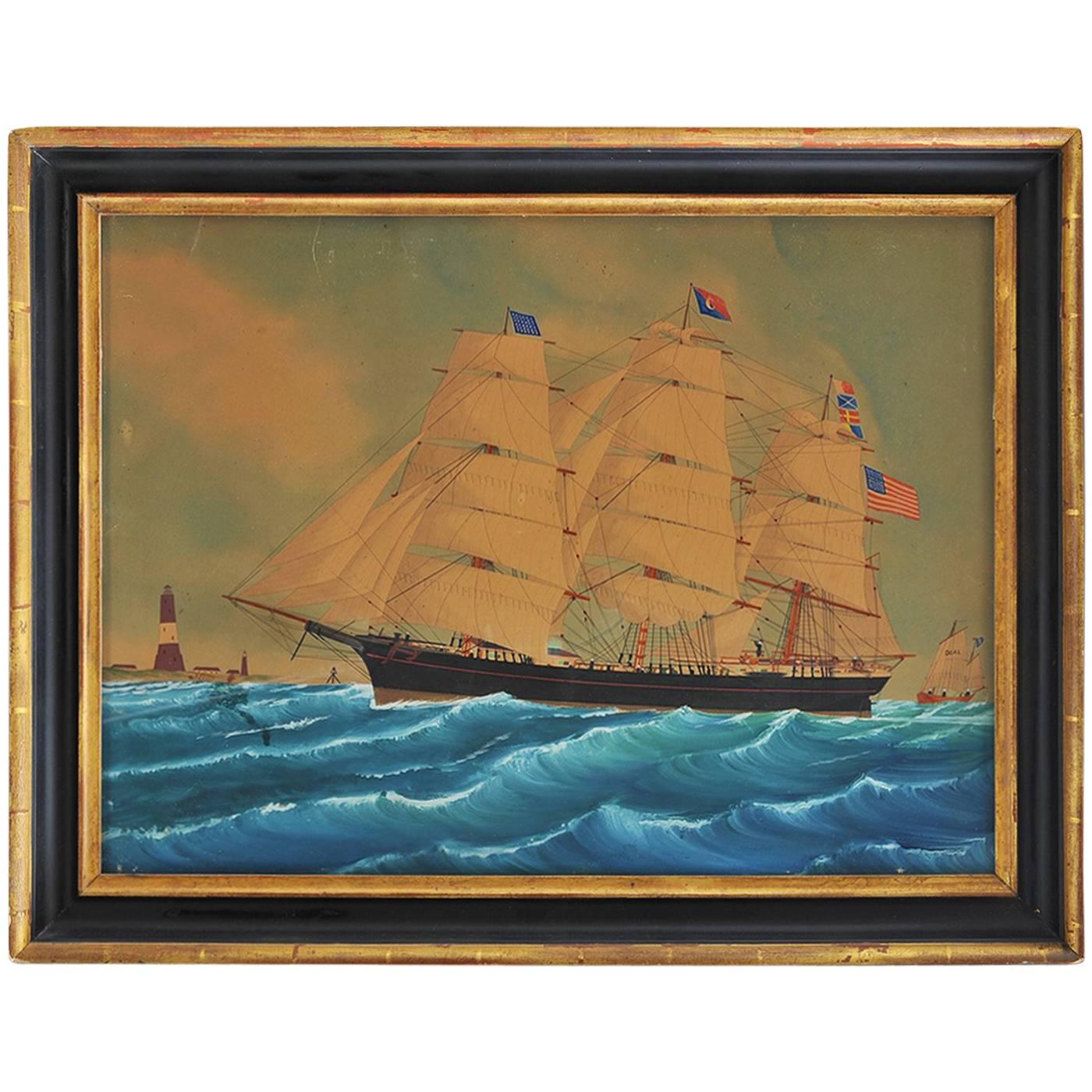 Portrait of "The Maine Bowker", of Brunswick, Maine Entering the Scheld River Bo For Sale