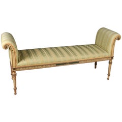 Antique Continental Venetian Hand-Painted & Upholstered Window Bench