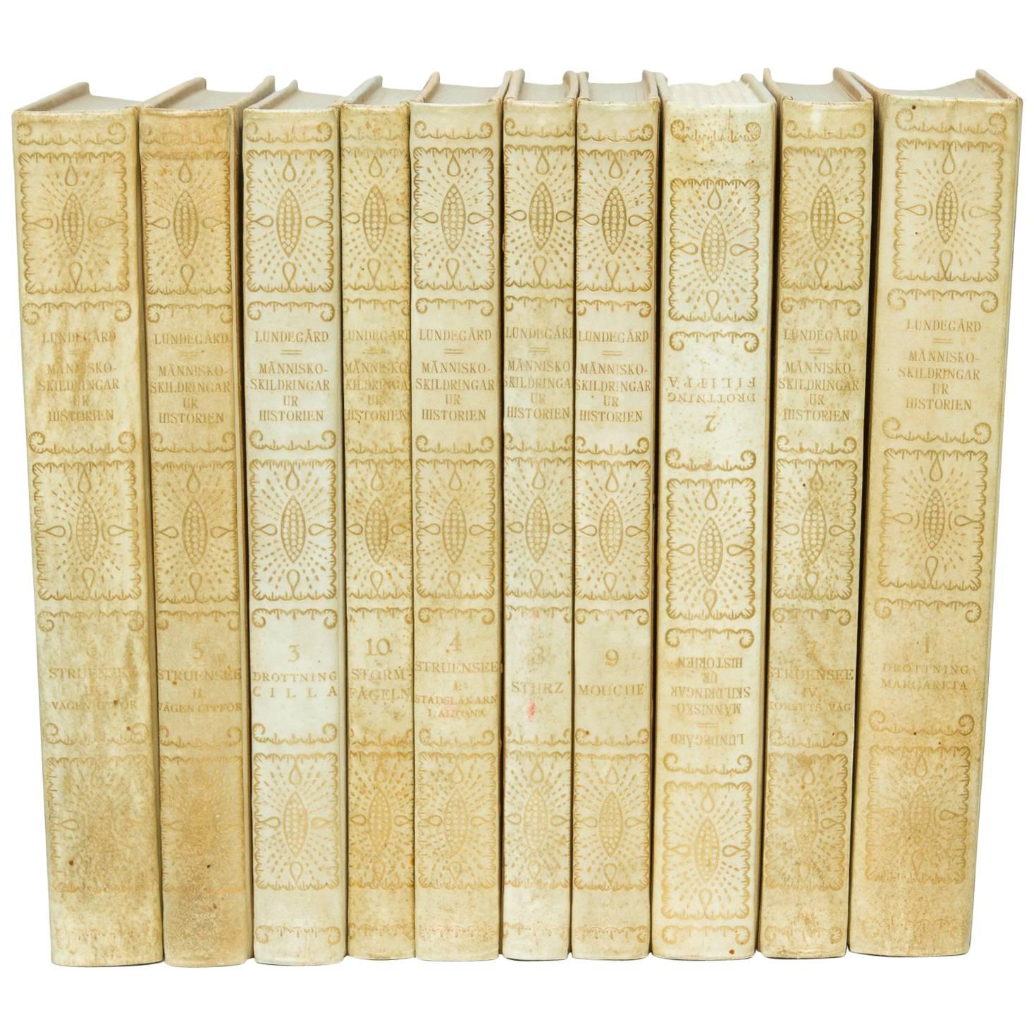Set of Ten Swedish Leather Bound Books