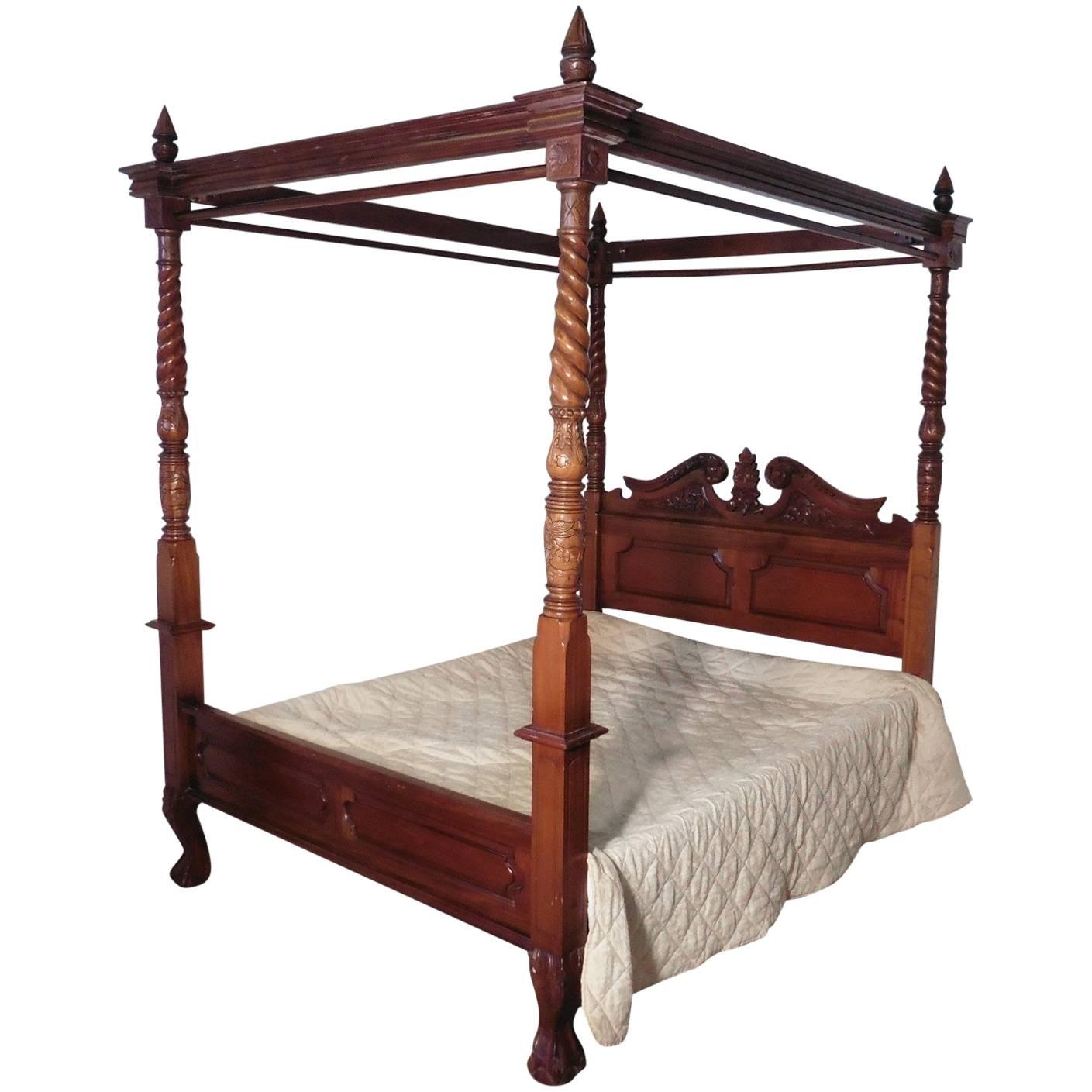 Large Mahogany Four Poster Bed
