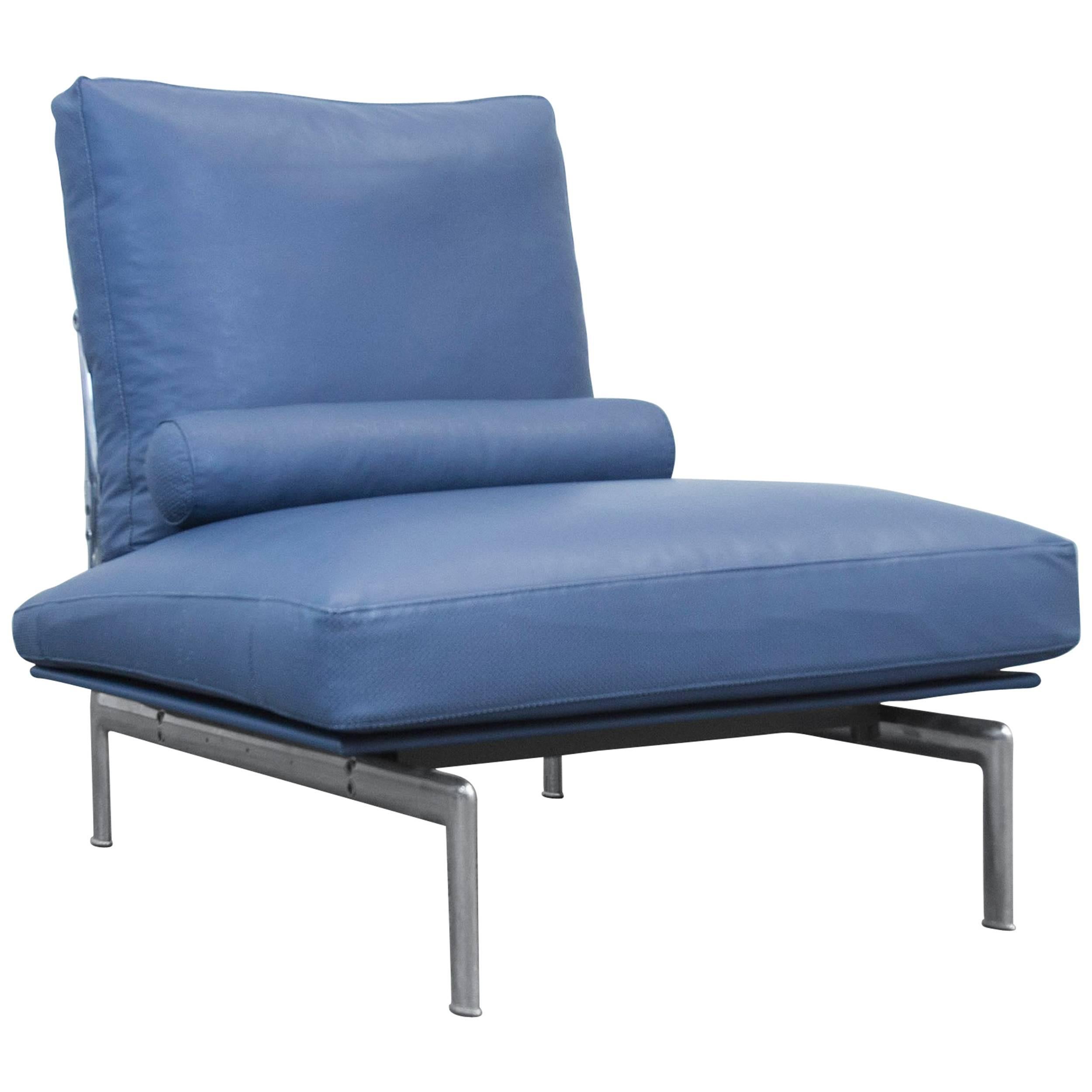 B&B Italia Diesis Designer Chair Blue Leather Oneseater Couch Modern
