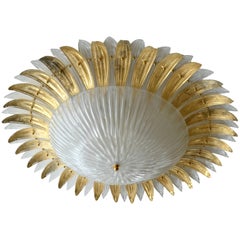 Modern Italian Murano Glass Palm Leaves Chandelier