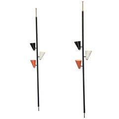 Retro Pair of Mid-Century Modern Pole Tension Floor Lamps, USA, 1950s