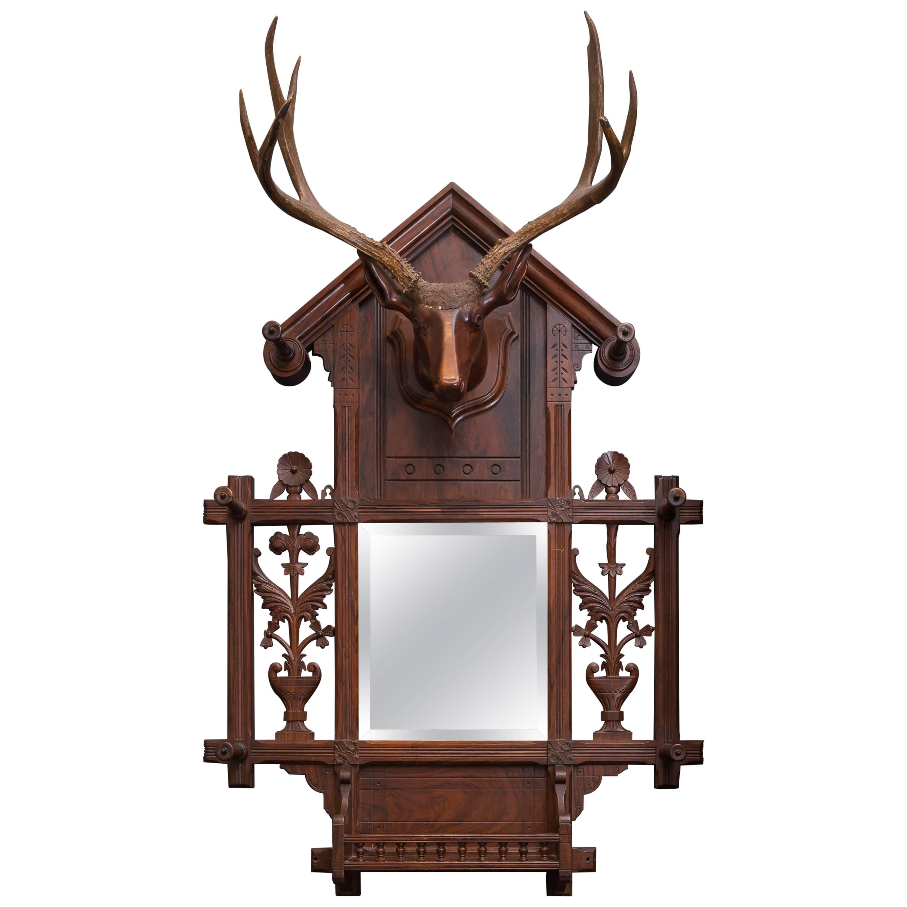 Black Forest Folk Art Deer Head Coat Rack