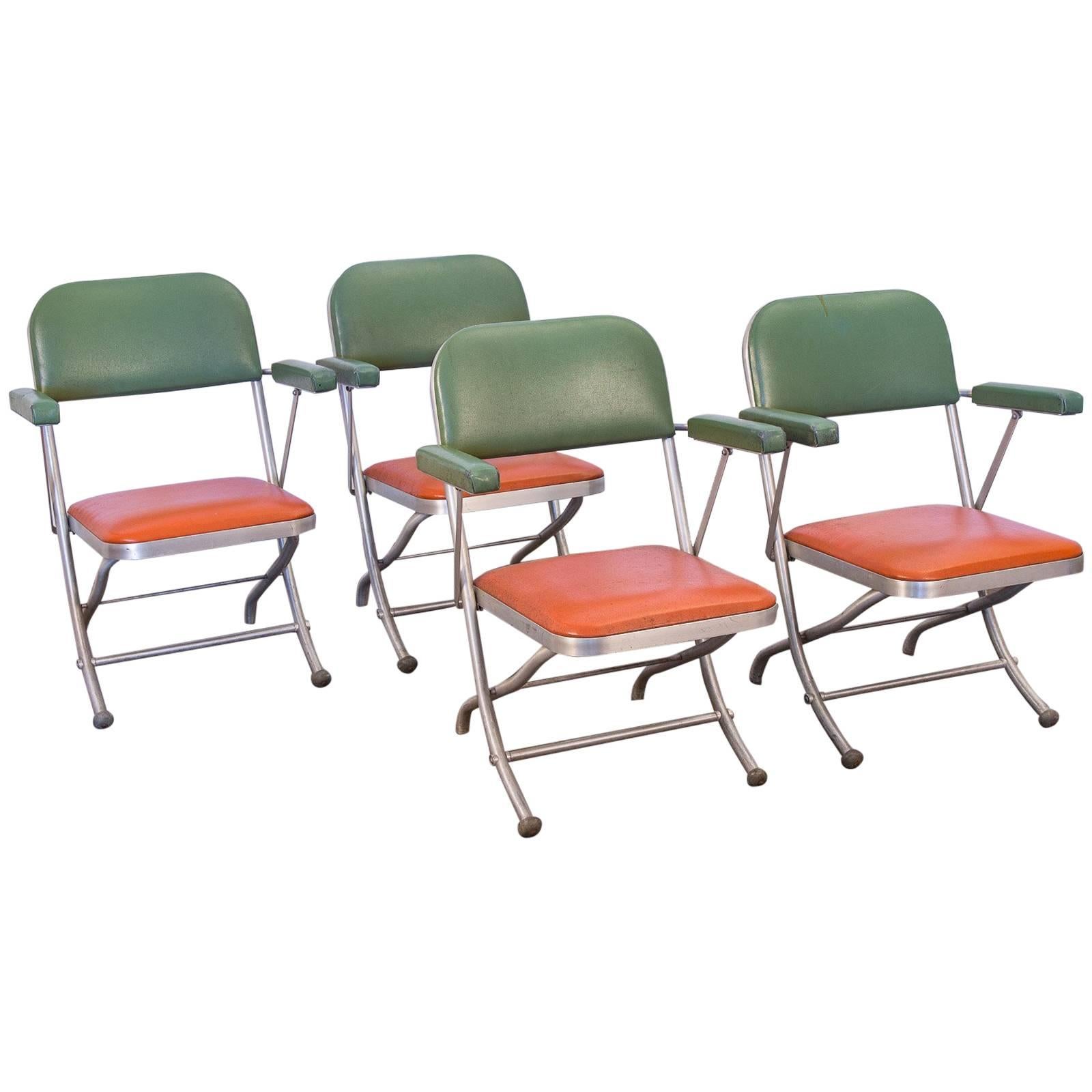 Set of Four Warren McArthur Two-Tone Folding Armchairs