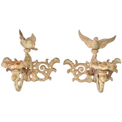 Antique Pair of Cast Iron Candle Sconces