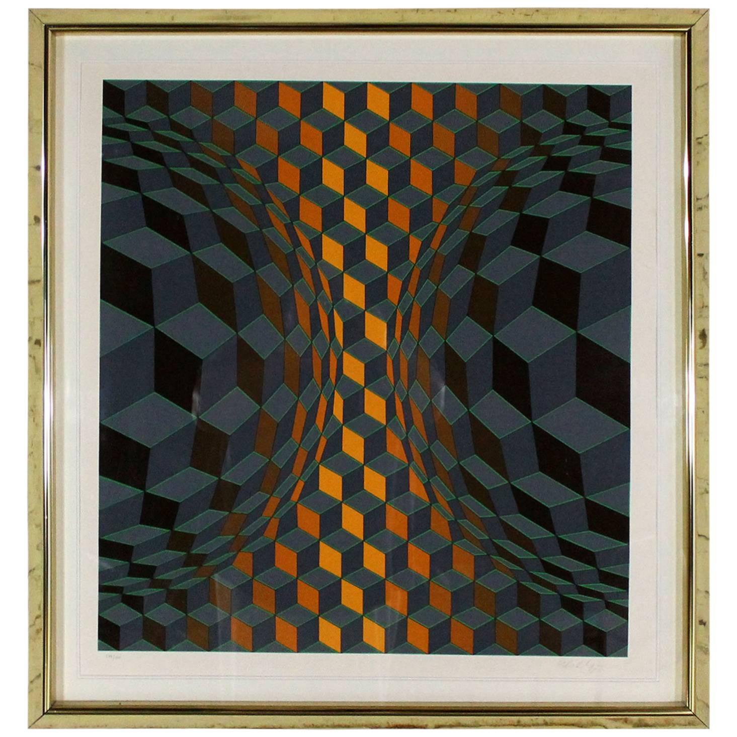 Bi-Cheyt by Victor Vasarely Serigraph in Color Pencil Signed Numbered